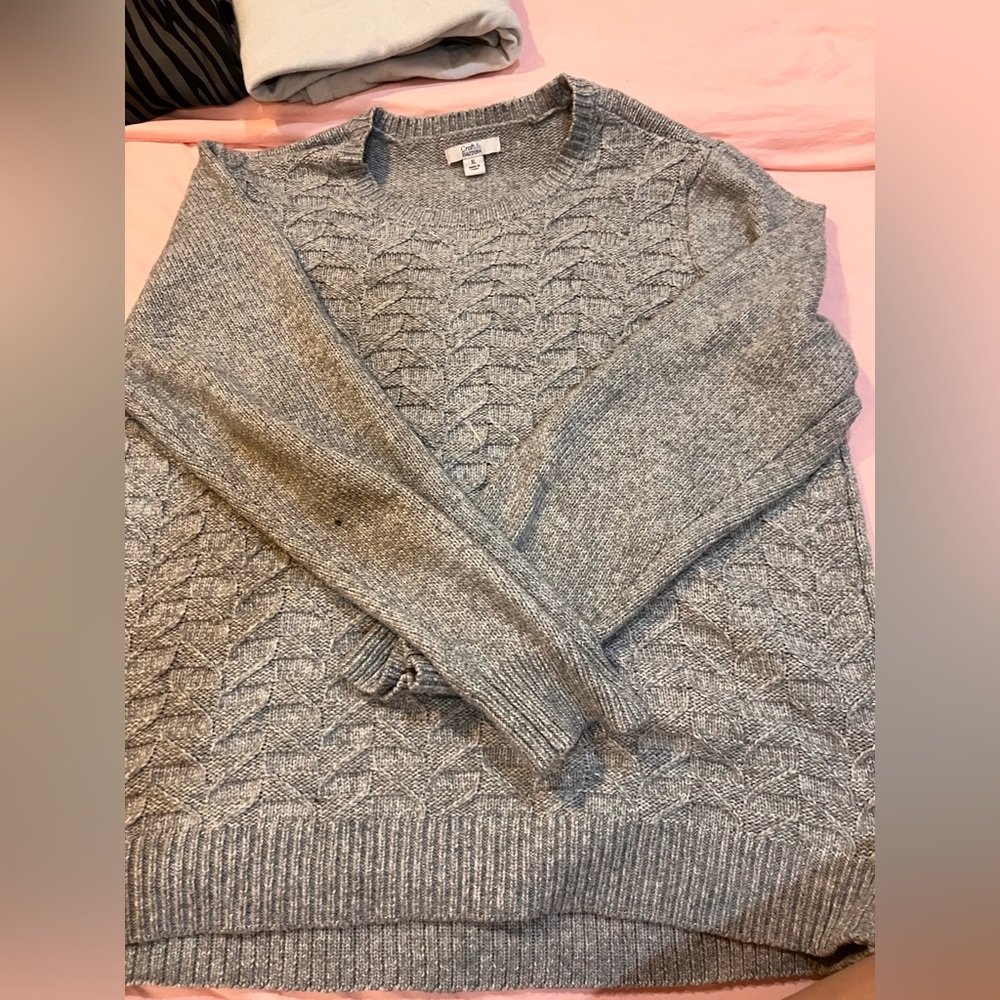 grey textured sweater
